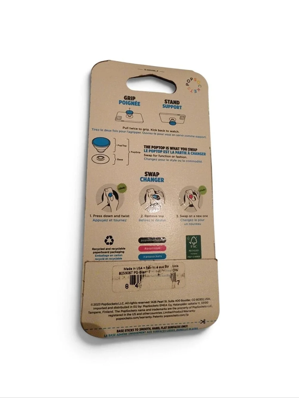 NWT PopSocket PopGrip Blanc Fresh